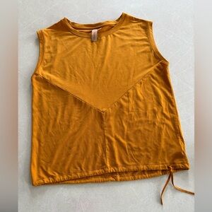 Indyeva Sleeveless Drawstring Muscle Tee Mustard Orange Sz. Small Boho Minimal